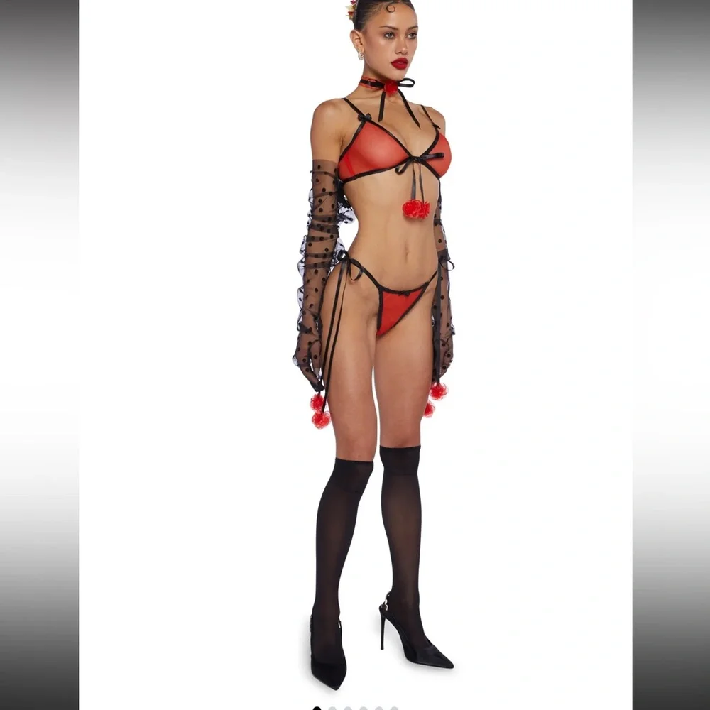 Sugar Thrillz X Dolls‎ Kill Red Riviera Bliss RIVIERA BLISS Lingerie Set NWT XL